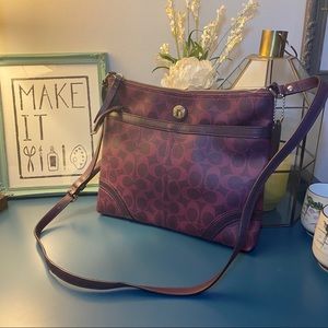 COACH Purple Signature Coated Canvas Messenger